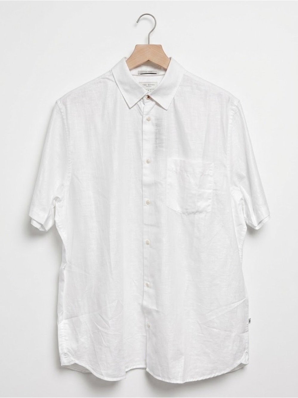 Ted Baker London White Linen Short Sleeve Button Down Shirt NWT Size 5